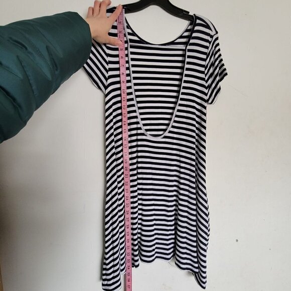 Lovers + Friends Revolve Hiatus Navy White Striped Low Deep Back Jersey Dress Sm - Picture 6 of 9